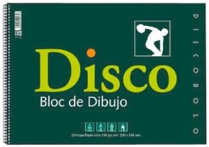 Paq/12 bloc dibujo disco espiral 130g 230x330mm 20 hojas liso