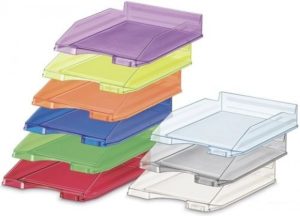 C/10 bandejas plastico colores surtidos 350x250x65mm