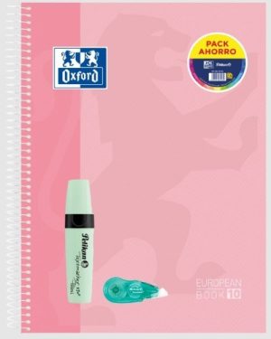 C/10 pack cuaderno espiral a4+ 150h 90g. cuad.5x5 ebook10 touch + marcador textmarker 490 pastel + corrector fancy roller regalo