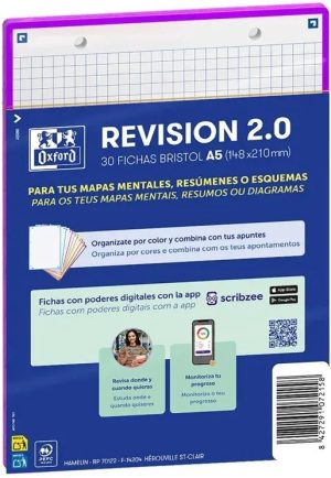 PAQUETE FLASHCARDS 2.0 OXFORD A5 2T 30F CUAD.5X5 LILA