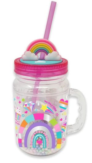 VASO CON ASA Y PAJITA RAINBOW