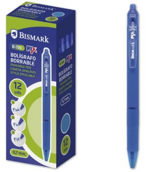 C/12 boligrafo bismark borrable azul punta 0,7mm retractil