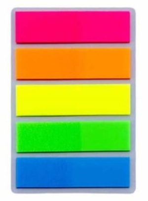 Blister 100 notas señalizadoras acetato transparente 5 colores