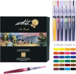 Estuche 24 pincel de tinta acuarelable artist brush colores surtidos