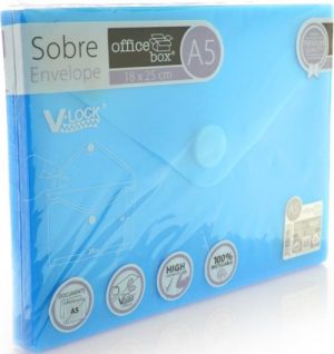 PAQ/10 SOBRE A5 V-LOCK 180X250 MM VELCRO COLOR AZUL