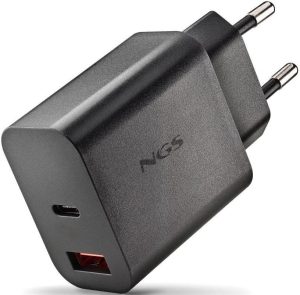 CARGADOR GAN ULTRARRAPIDO 30W USB-C+ USB-A COLOR NEGRO