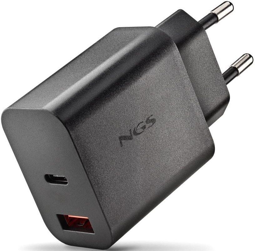 CARGADOR GAN ULTRARRAPIDO 30W USB-C+ USB-A COLOR NEGRO