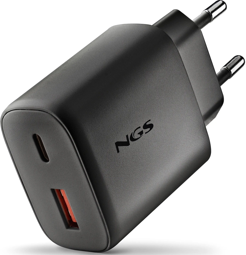 CARGADOR GAN ULTRARRAPIDO 45W USB-C+ USB-A COLOR NEGRO