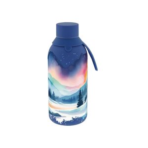 Botella termica interior ceramico 2 tapones 500ml travel dreams dark blue