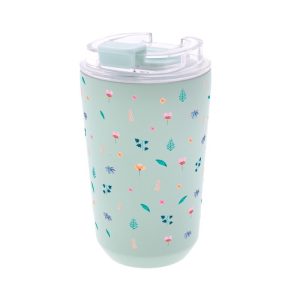 VASO TERMICO INTERIOR CERAMICO 400ML  MINT LITTLE BLOOM
