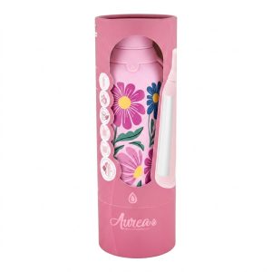 Botella termica interior ceramico 2 tapones 500ml dark pink tropic bloom