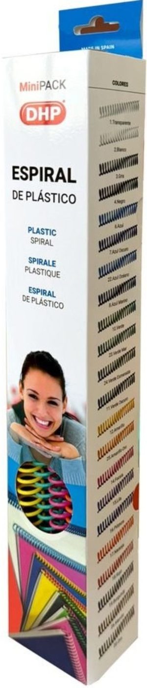 C/25 ESPIRAL PLASTICA COLORES SURTIDOS 8MM PASO 5:1