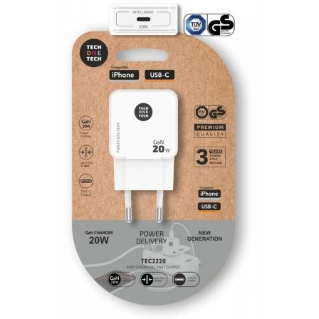 Cargador ultrarrapido gan 20w usb-c blanco