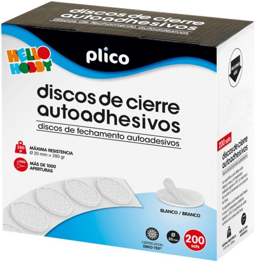 Discos de cierre textil autoadheivos color blanco 20mm/200 unidades