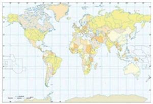 Paq/50 mapas planisferio a3 politico mudos