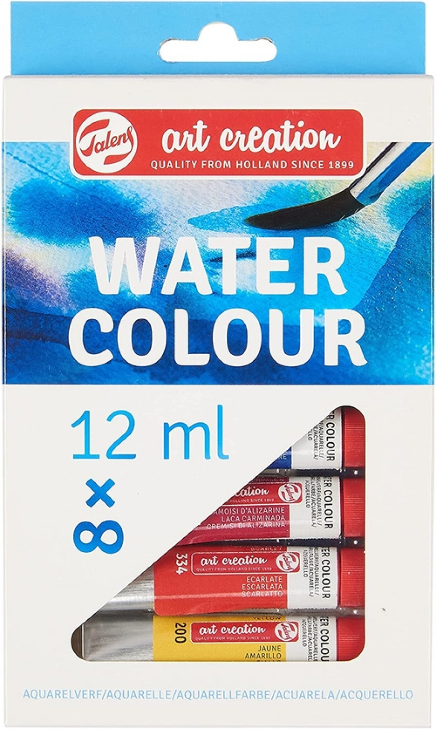 Estuche 8 tubos acuarela 12 ml art creation colores surtidos